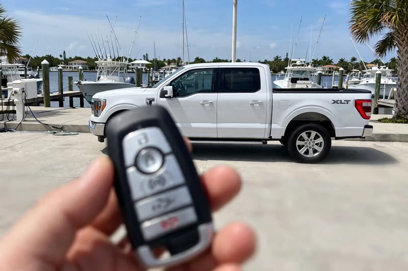 Ford F-150 key handover at a marina